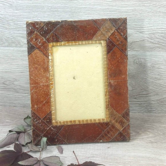 Vintage Dry Leaf Photo Frame Tabletop Boho Ornament Free Stand Display Décor - Picture 1 of 16